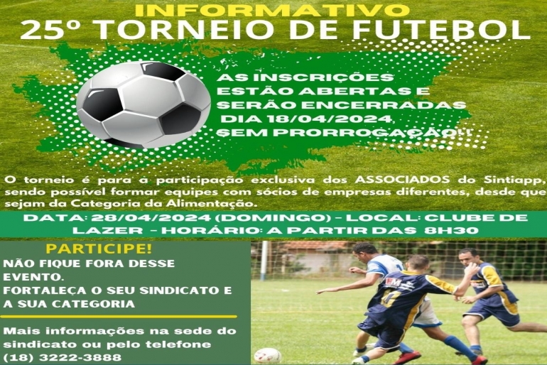 Sintiapp homenageia trabalhadores com o 25º Torneio de Futebol 