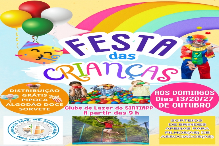 Sintiapp promove Festa das Crianças no clube de lazer